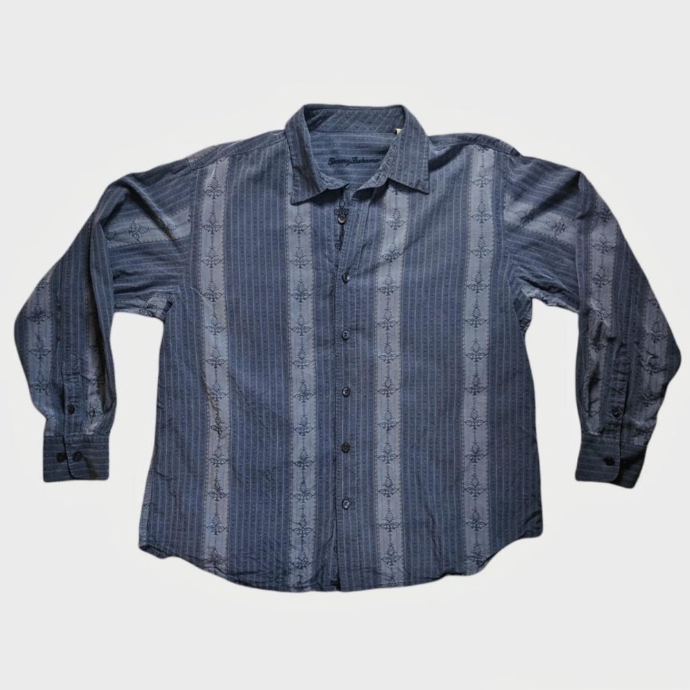 Silk Blend Embroidered Long Sleeve Button Front Shirt